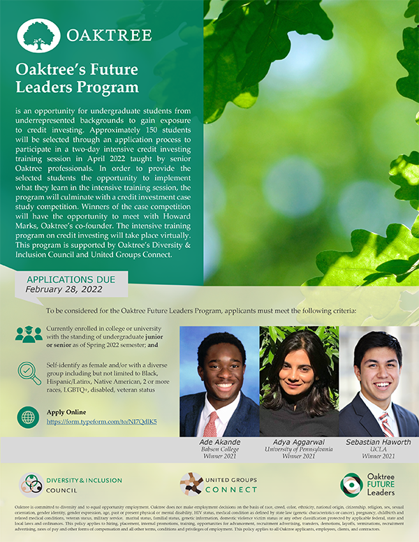 Oaktree Future Leaders Program - 2022